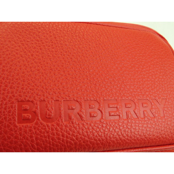 $1290 BURBERRY RED LOGO PEBBLE LEATHER ZIP CROSSBODY CAMERA BAG Made in Italy - Picture 3 of 14